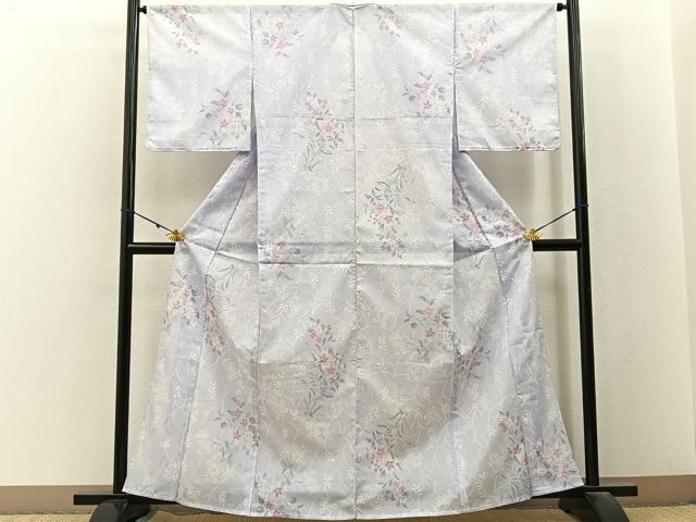 平和屋着物*夏物 小紋 絽 草花文 洗える着物 未使用 BAAX6970hj