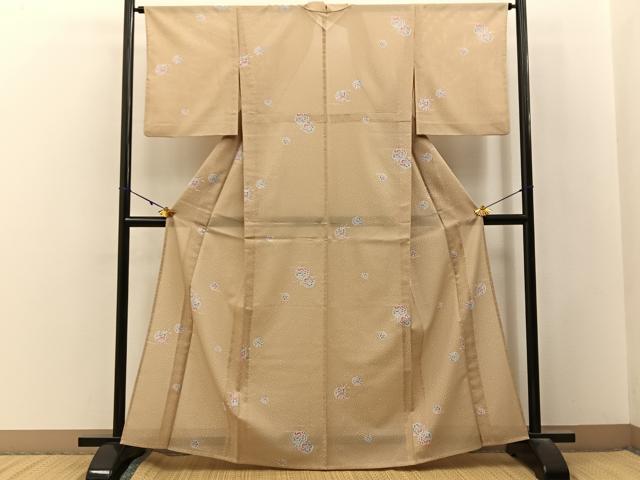 平和屋着物*夏物 小紋 絽 動物雪輪花文 洗える着物 BAAX6971hj