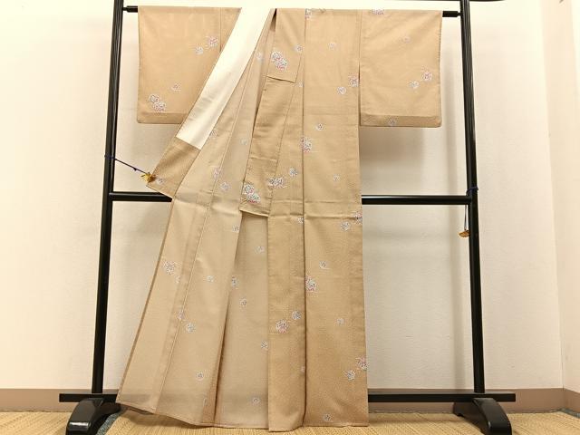 平和屋着物*夏物 小紋 絽 動物雪輪花文 洗える着物 BAAX6971hj