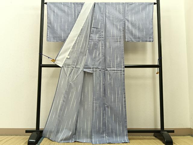 平和屋着物*夏物 小紋 絽 鹿の子文様 洗える着物 未使用 BAAX6972hj