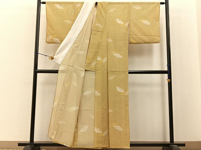 平和屋着物*夏物 小紋 絽 舞葉文 洗える着物 BAAX6973hj