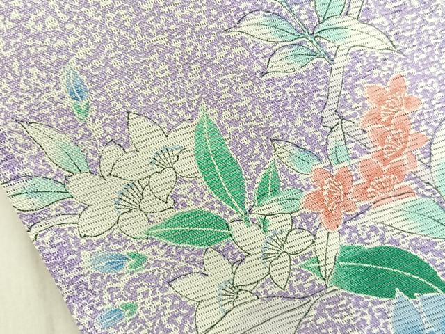 平和屋着物*夏物 小紋 絽 枝花文 洗える着物 BAAX6986hj