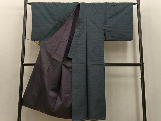 平和屋着物●男性 紬 アンサンブル 長襦袢(無双仕立て)セット 100亀甲 総詰め 羽裏:宝尽くし 正絹 逸品 未使用 BAAX6992hj