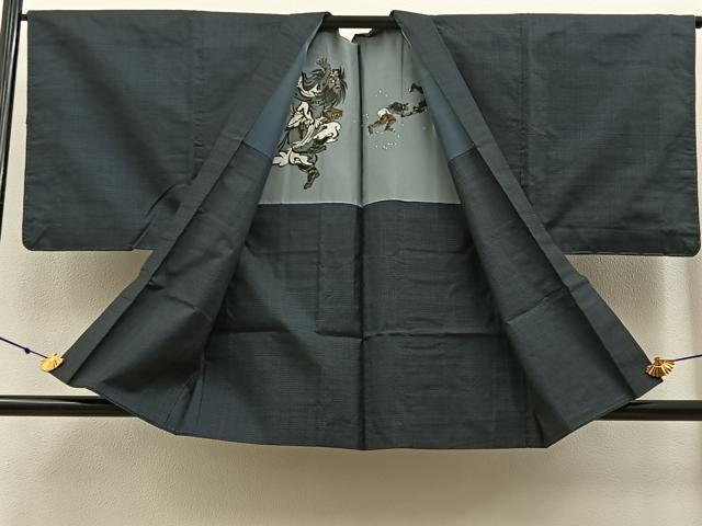 平和屋着物■男性 本場大島紬 アンサンブル 80亀甲 総詰め 反端付き 正絹 逸品 BAAX6995hj