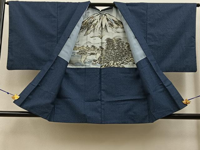 平和屋着物■男性 紬 アンサンブル 亀甲文様 羽裏:富士 正絹 逸品 BAAX6997hj