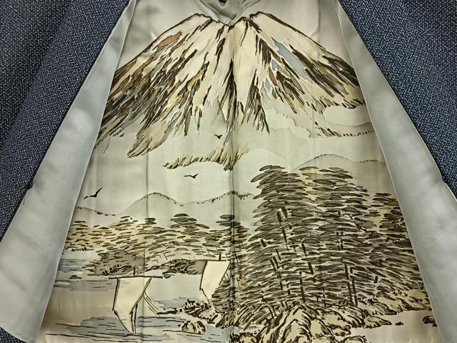 平和屋着物■男性 紬 アンサンブル 亀甲文様 羽裏:富士 正絹 逸品 BAAX6997hj