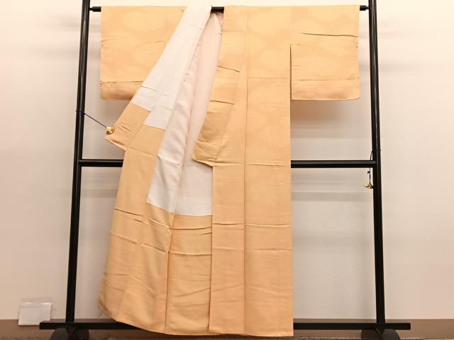 平和屋着物■上質な色無地 雲取り芝草地紋 萱草色 正絹 逸品 未使用 BAAX7001hv