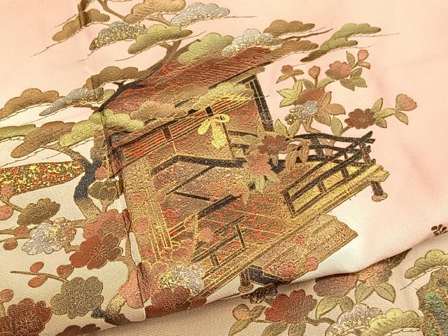 平和屋着物■訪問着 浜松文 暈し染め 金銀彩 落款あり 正絹 逸品 BAAX7004hv