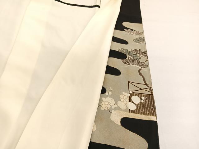 平和屋着物■豪華黒留袖 駒刺繍 エ霞風景文 正絹 逸品 未使用 BAAX7005hv