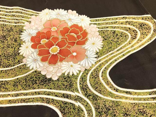 平和屋着物■豪華黒留袖 駒刺繍 流水花丸文 金彩 正絹 逸品 BAAX7009hv