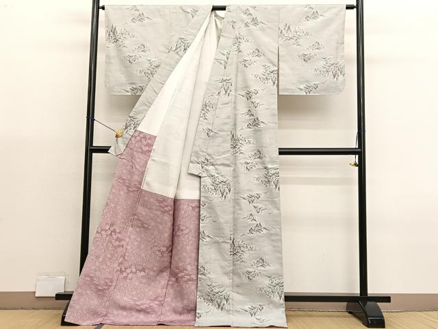 平和屋着物●上質な紬 風景文 ロング丈 正絹 逸品 未使用 BAAX7014hv