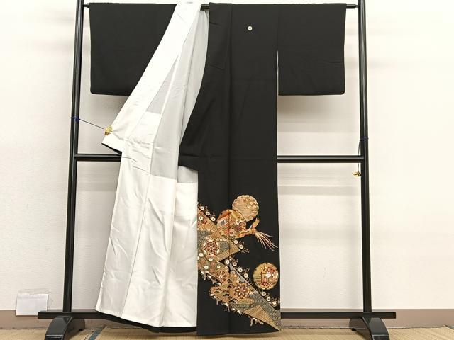 平和屋着物■豪華黒留袖 駒刺繍 鳳凰雪輪花文 金彩 正絹 逸品 BAAX7015hv