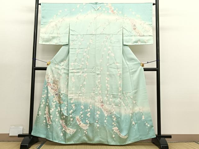 平和屋着物●訪問着 駒刺繍 短冊花文 暈し染め 金彩 鈴乃屋扱い 正絹 逸品 未使用 BAAX7016hv