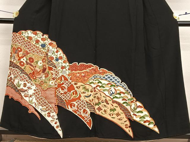 平和屋着物■豪華黒留袖 駒刺繍 群鶴雪輪花文 金彩 正絹 逸品 BAAX7025hv