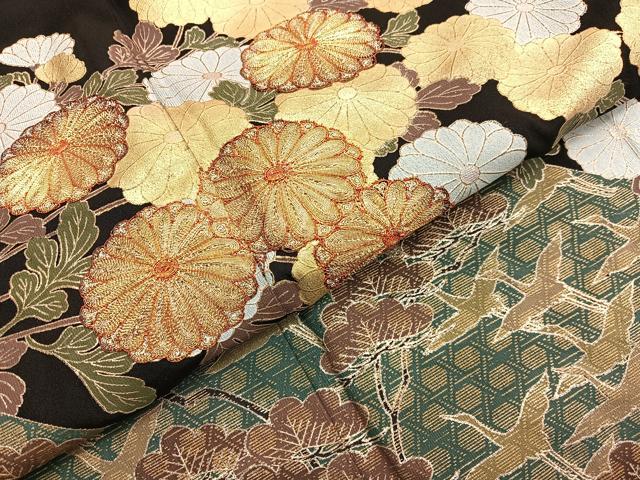 平和屋着物■豪華黒留袖 駒刺繍 飛鶴菊文 金銀彩 正絹 逸品 BAAX7028hv