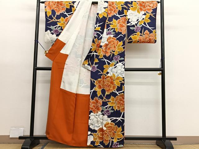 平和屋着物■上質な小紋 牡丹 金彩 正絹 逸品 BAAX7044hv