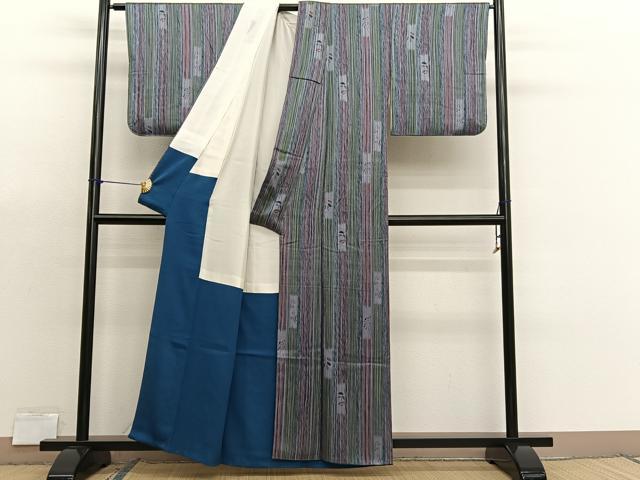 平和屋着物■上質な小紋 短冊枝葉文 正絹 逸品 BAAX7137hv