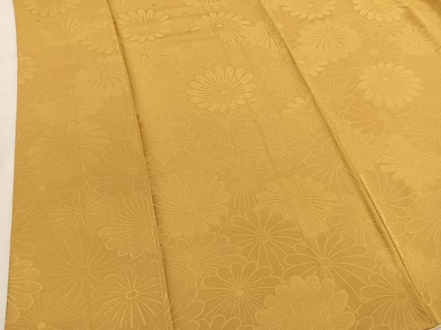 平和屋着物■上質な色無地 花づくし地紋 黃朽葉色 正絹 逸品 BAAX7143hv