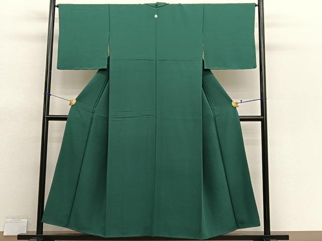 平和屋着物■上質な色無地 千歳緑色 正絹 逸品 BAAX7148hv