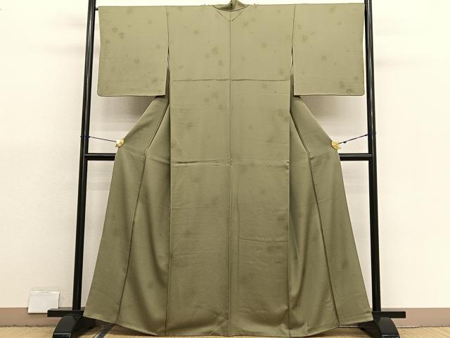 平和屋着物■上質な色無地 草花地紋 利休茶色 正絹 逸品 BAAX7152hv