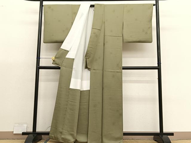 平和屋着物■上質な色無地 草花地紋 利休茶色 正絹 逸品 BAAX7152hv