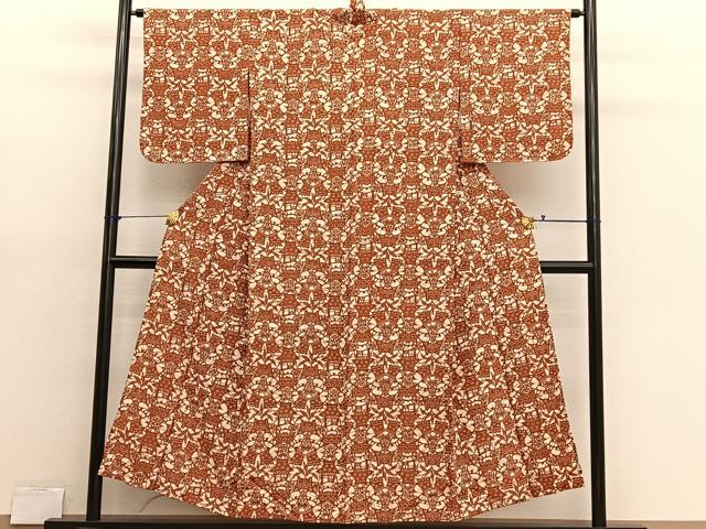 平和屋着物▽上質な小紋 単衣 御所解文 ろうけつ染め 正絹 逸品 BAAX7162hv