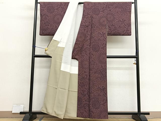 平和屋着物■上質な小紋 花唐草文 正絹 逸品 BAAX7170hv