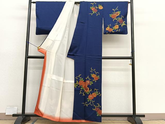 平和屋着物■訪問着 駒刺繍 菊唐草文 金彩 正絹 逸品 BAAX7184hv