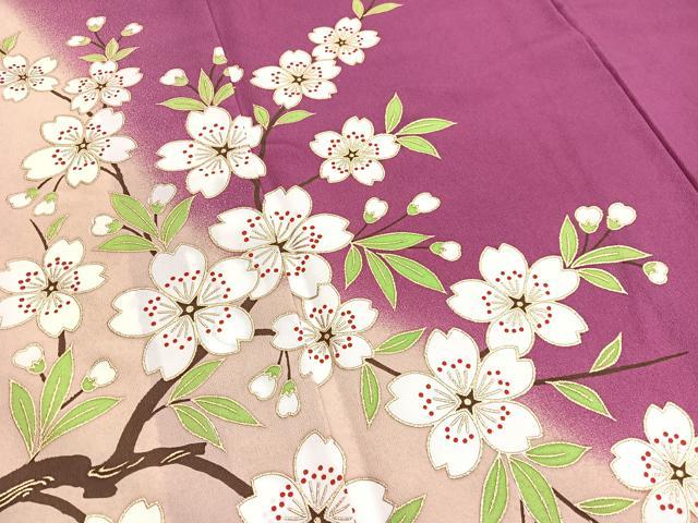 平和屋着物■訪問着 胴抜き仕立て 枝桜 金彩 洗える着物 BAAX7187hv