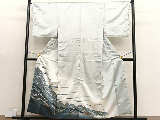 平和屋着物■男性 訪問着 胴抜き仕立て 重山文 暈し染め 金彩 洗える着物 BAAX7188hv