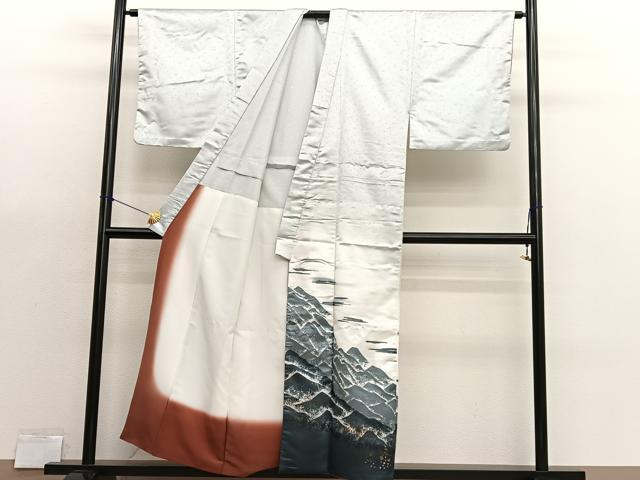 平和屋着物■男性 訪問着 胴抜き仕立て 重山文 暈し染め 金彩 洗える着物 BAAX7188hv