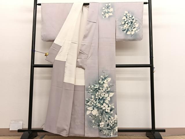 平和屋着物■訪問着 手描き 草花文 暈し染め 正絹 逸品 BAAX7191hv