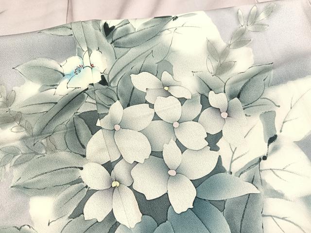 平和屋着物■訪問着 手描き 草花文 暈し染め 正絹 逸品 BAAX7191hv