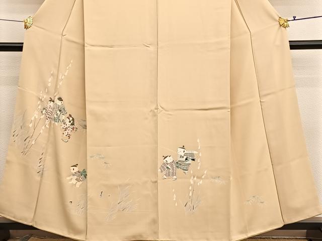平和屋着物■訪問着 友禅 手描き 童子遊び 正絹 逸品 BAAX7196hv