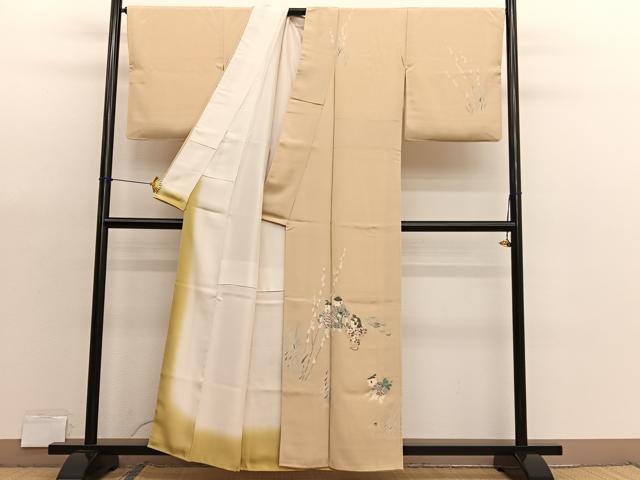 平和屋着物■訪問着 友禅 手描き 童子遊び 正絹 逸品 BAAX7196hv