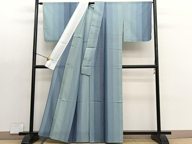 平和屋着物*夏物 お召 紗 間道 正絹 逸品 BAAX7198hv