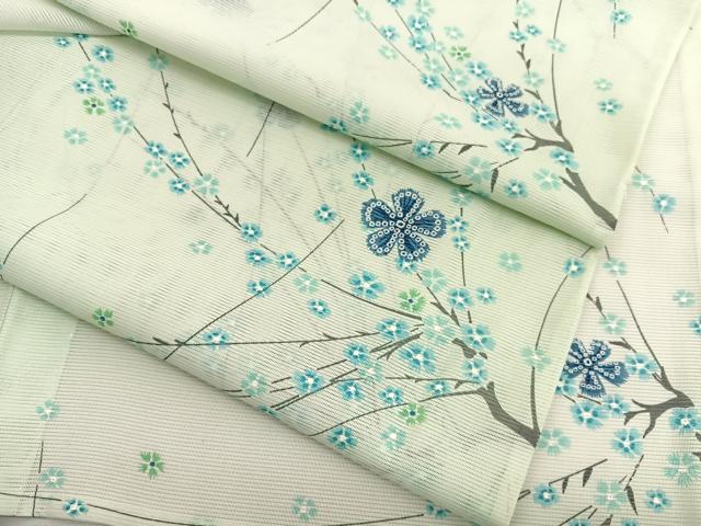 平和屋着物*夏物 小紋 絽 枝花文 暈し染め 洗える着物 BAAX7200hv