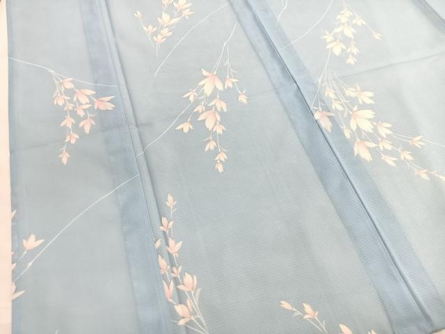 平和屋着物*夏物 小紋 絽 枝花文 洗える着物 BAAX7202hv