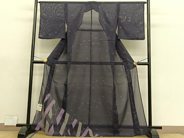 平和屋着物*夏物 色留訪問着 絽 竹 金彩 洗える着物 BAAX7229hv