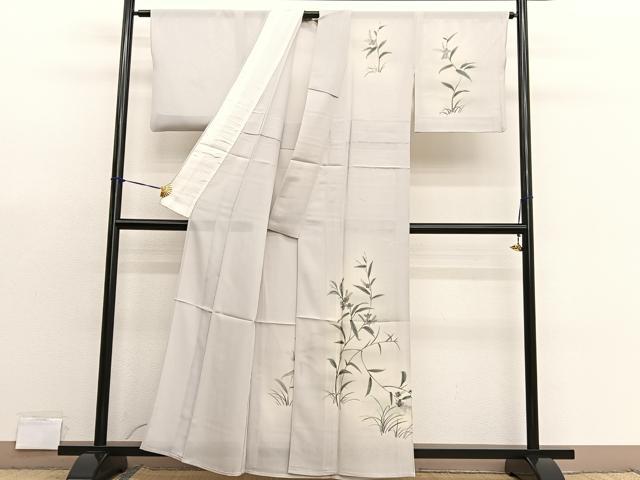 平和屋着物*夏物 訪問着 絽 手描き 枝花文 暈し染め 正絹 逸品 BAAX7298hv