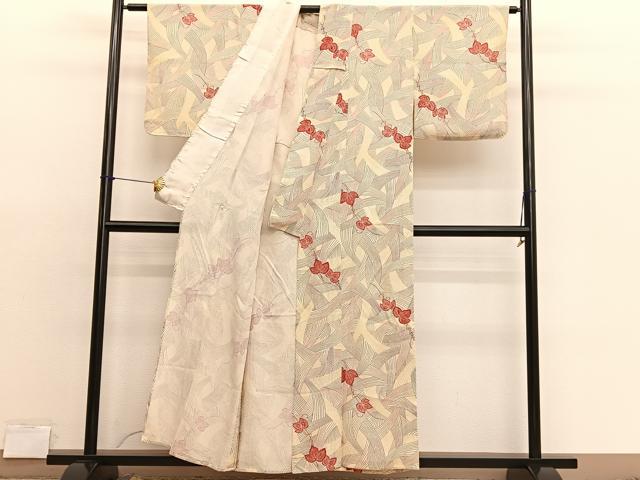 平和屋着物*夏物 小紋 絽 蔦の葉文 正絹 逸品 BAAX7303hv