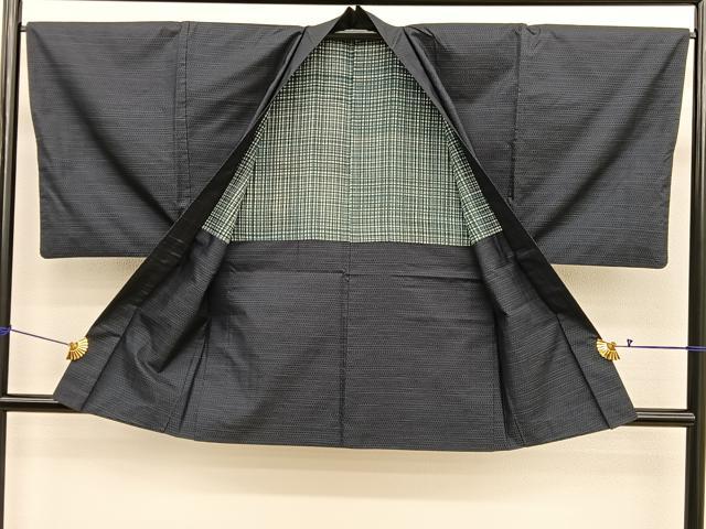 平和屋着物■男性 本場大島紬 アンサンブル 格子 正絹 逸品 BAAX7315hv