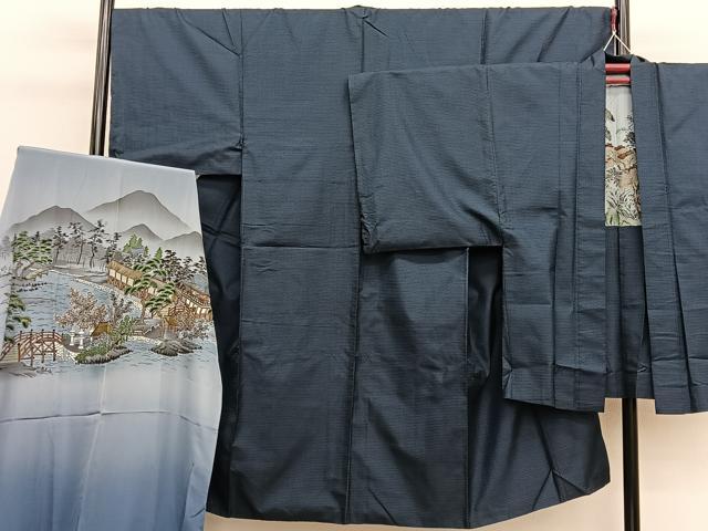 平和屋着物●男性 本場大島紬 アンサンブル 長襦袢(袷)セット 100亀甲 総詰め 正絹 逸品 BAAX7331hv