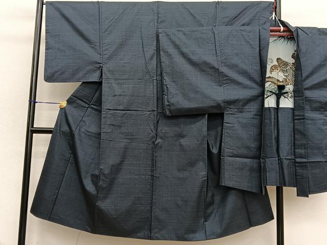 平和屋着物□男性 本場大島紬 アンサンブル 100亀甲 総詰め 羽裏：鷹 正絹