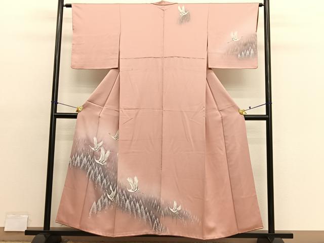 平和屋着物■訪問着 飛鶴樹林文 暈し染め 金彩 正絹 逸品 BAAX7345hv