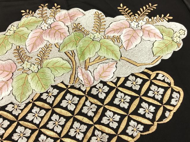平和屋着物■豪華黒留袖 総刺繍 雲取り有職花文 金銀糸 正絹 逸品 BAAX7346hv