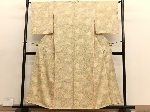 平和屋着物■上質な小紋 切嵌枝葉文 正絹 逸品 BAAX7353hv
