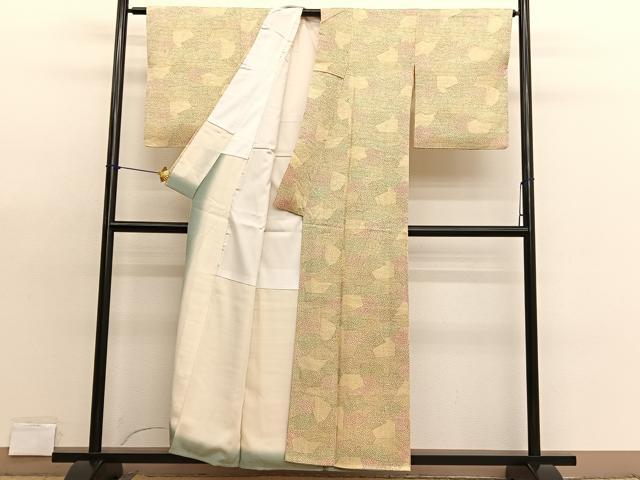 平和屋着物■上質な小紋 切嵌枝葉文 正絹 逸品 BAAX7353hv