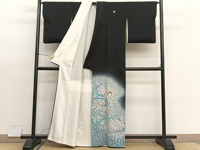平和屋着物■豪華黒留袖 作家物 鴛鴦梅文 暈し染め 銀彩 正絹 逸品 BAAX7357hv