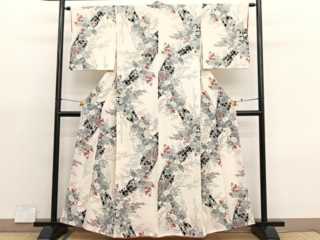 平和屋着物■上質な小紋 籬花文 正絹 逸品 BAAX7359hv